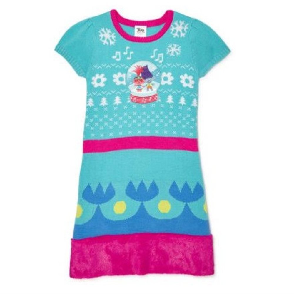 Dreamworks Trolls Girls Poppy Sweater Knit Dress X-Large 14/16